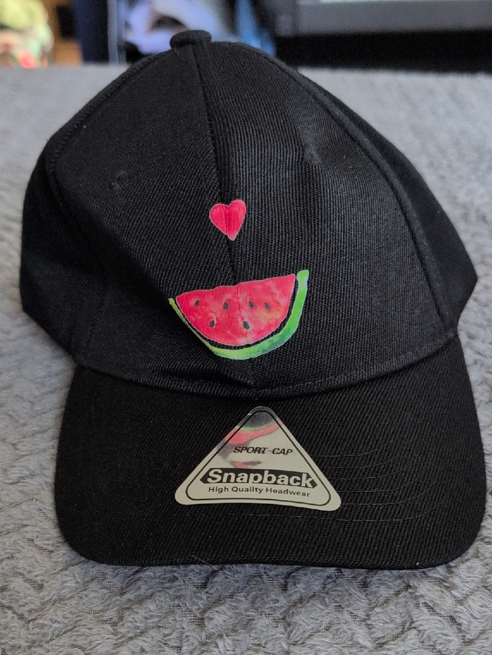 Black Baseball Cap With Watermelon Decal